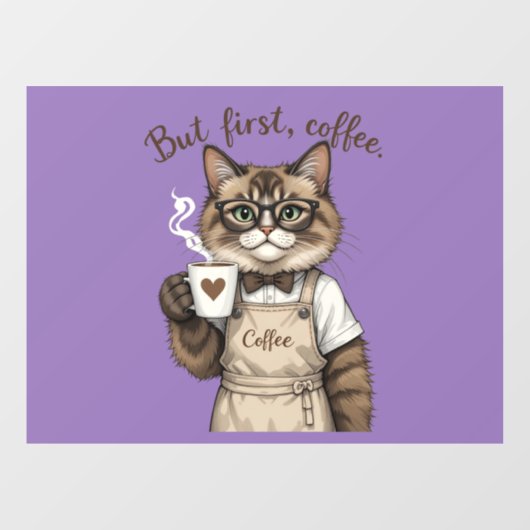 But First, Coffee Cat Raamsticker (Vel)