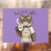 But First, Coffee Cat Raamsticker (Vel 2)