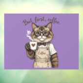 But First, Coffee Cat Raamsticker (Vel 3)