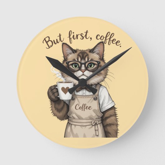 But First, Coffee Cat Ronde Klok (Voorkant)