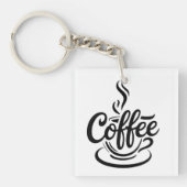 But First Coffee | Chic Modern Script Typography D Sleutelhanger (voorkant)