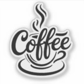 But First Coffee | Chic Modern Script Typography D Sticker (Voorkant)