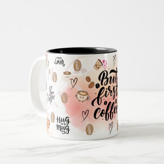 But First, Coffee – Cute Aesthetic Coffee Mug (Devant gauche)