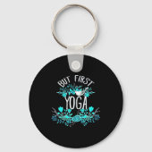 But First Yoga Floral Tygraphy Design T Shirt Sleutelhanger (Voorkant)