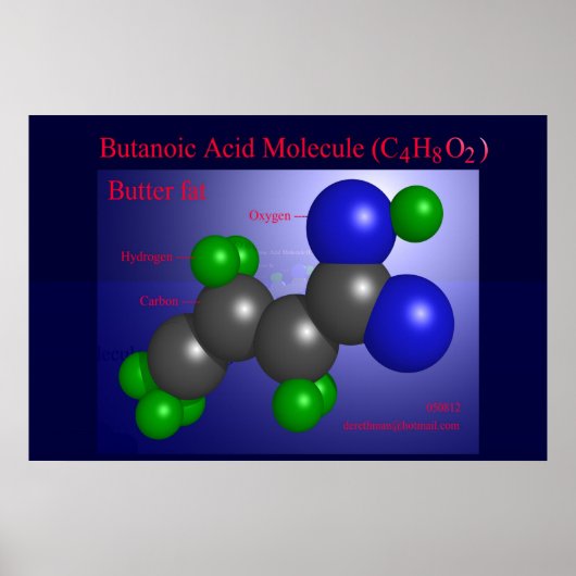 Butaanzuur-molecuul (afdruk) poster (Voorkant)