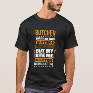 Butcher Bite Me Button Werkt Slachtoffer Vleessned T-shirt