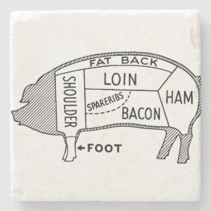 Butcher Chart Pig Stenen Onderzetter