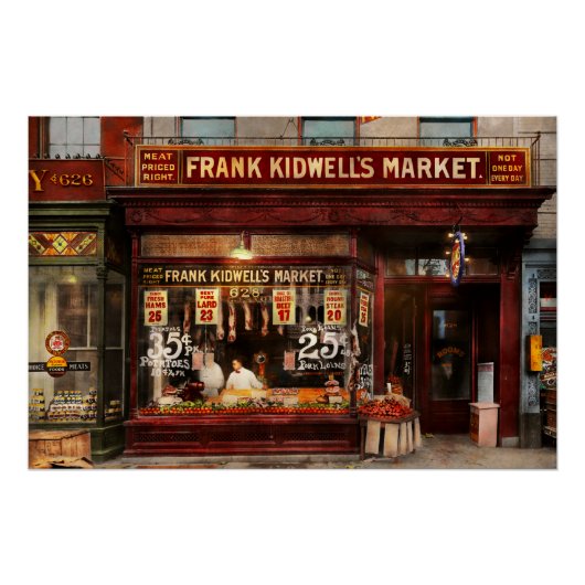 Butcher - Vlees met prijs 1916 Perfect Poster (Voorkant)