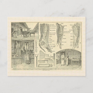 Butcher's shop, Frankrijk, 1920 Briefkaart