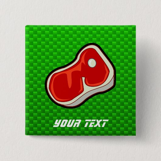 Butcher's Steak; Groen Vierkante Button 5,1 Cm (Voorkant)
