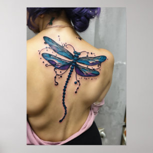 BUTERFLY AVEC TATTOO RETOUR POSTER DE FILLE