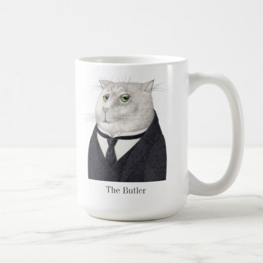 BUTLER CAT Tall White Mok + Tekst (Rechts)