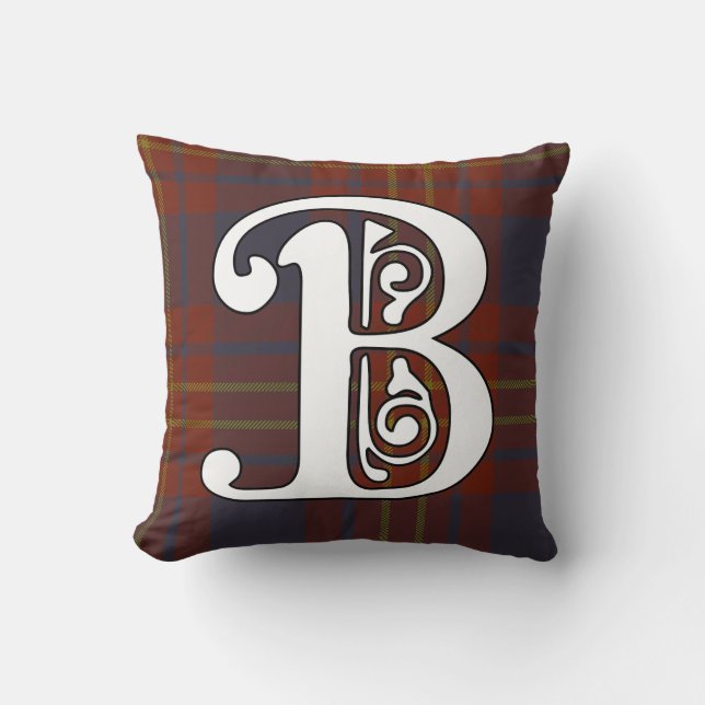 Butler Clan Tartan Monogram Kussen (Voorkant)