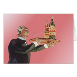 butler in een smoking serveert wijn op dienblad