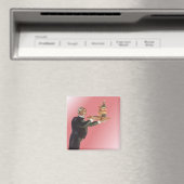 butler in een smoking serveert wijn op dienblad magneet (Insitu (Vaatwasser))