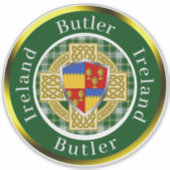 Butler Irish Shield & Celtic Cross gepersonaliseer Sticker (Voorkant)