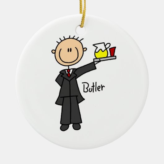 Butler Stick Figuur Keramisch Ornament (Voorkant)