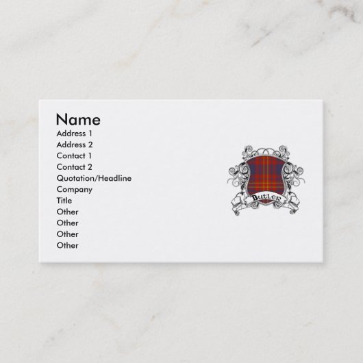 Butler Tartan Shield Visitekaartje (Voorkant)