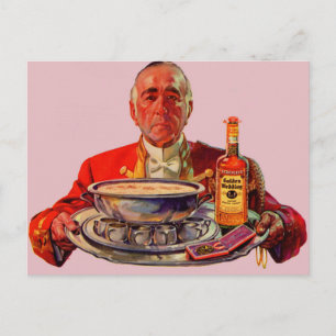 Butler uit 1937 met lade en Golden Wedding whiskey Briefkaart