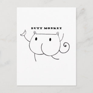 Butt Monkey Black en White Briefkaart