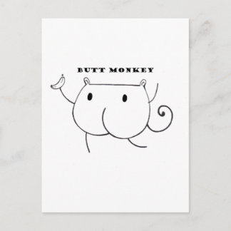 Butt Monkey Black en White Briefkaart