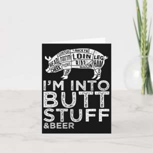 Butt Stuff en Beer Pork Snijdt Grillen BBQ Grappen Kaart
