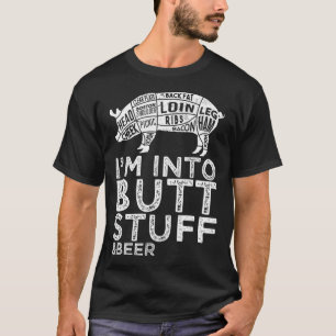 Butt Stuff en Beer Pork Snijdt Grillen BBQ Grappen T-shirt