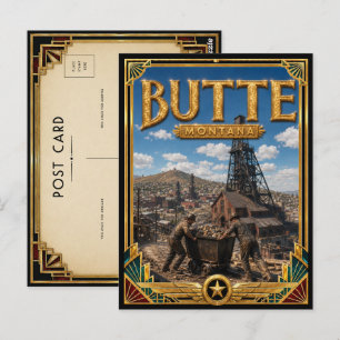 Butte Montana Vintage Art Deco Gouden Tijdperk Briefkaart