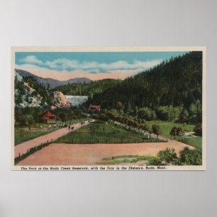 Butte, MT - Uitzicht van het Basin Creek Reservior Poster