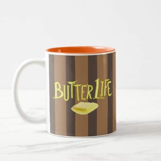 Butter Life Bruine Strepen BG Tweekleurige Koffiemok (Links)