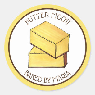 Butter Mochi Hawaiian Dessert gebakken door zelfge Ronde Sticker