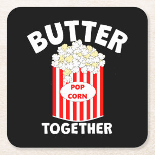 BUTTER Samen Film Popcorn Vierkante Kartonnen Onderzetter