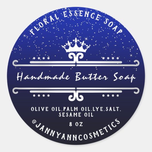 Butter Soap Cosmetics Grey Royal Blue Navy Ronde Sticker (Voorkant)