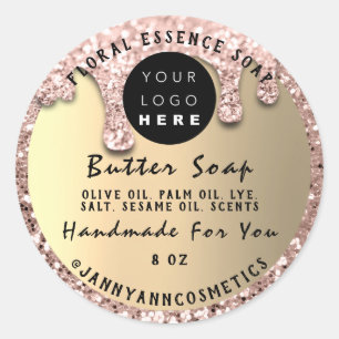 Butter Soap Cosmetics Handmade Drip Glitter Roos Ronde Sticker