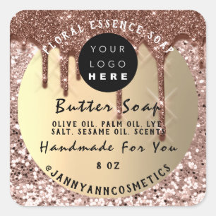 Butter Soap Cosmetics Handmade Drip Glitter Skinny Vierkante Sticker