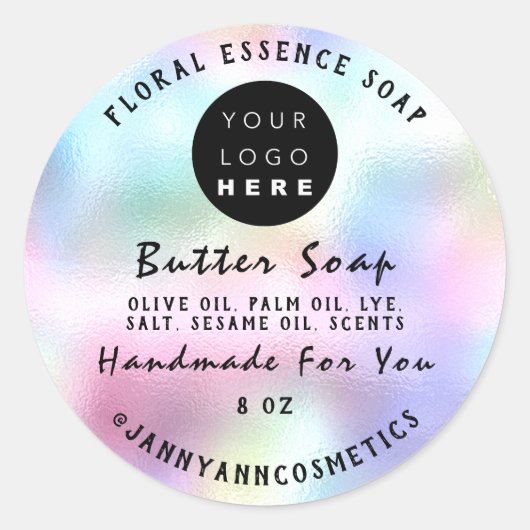 Butter Soap Cosmetics Handmade Drips Holographic Ronde Sticker (Voorkant)