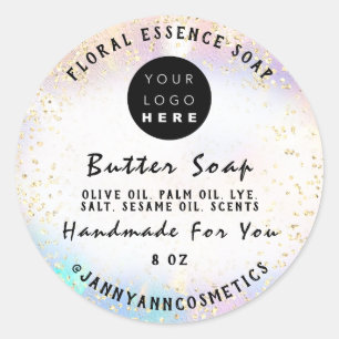 Butter Soap Cosmetics Handmade Logo Gold Pastels Ronde Sticker