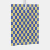 Butter yellow and blue checkered board pattern glas ornament (Voorkant Rechts)