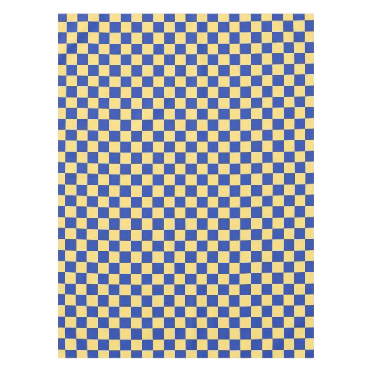 Butter yellow and blue checkered board pattern tafelkleed (Voorkant)