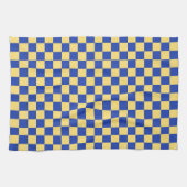 Butter yellow and blue checkered board pattern theedoek (Horizontaal)