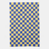 Butter yellow and blue checkered board pattern theedoek (Verticaal)