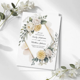 Butter Yellow And Gold Wedding Invitation Kaart