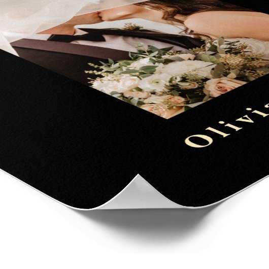 Butter Yellow Black Wedding PHOTO Table Number Poster (Hoek)