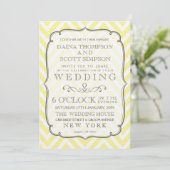  Butter Yellow Chevron Stripes Wedding Kaart (Staand voorkant)
