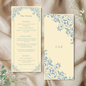 Butter Yellow Dusty Blue Elegant Wedding Menu