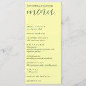 Butter Yellow en Sage Minimalist Wedding Menu (Voorkant)