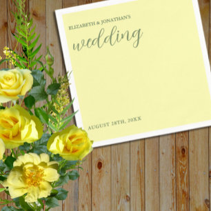 Butter Yellow en Sage Minimalist Wedding Servet