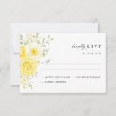 Butter Yellow Ivory Floral Wedding RSVP Card (Devant)