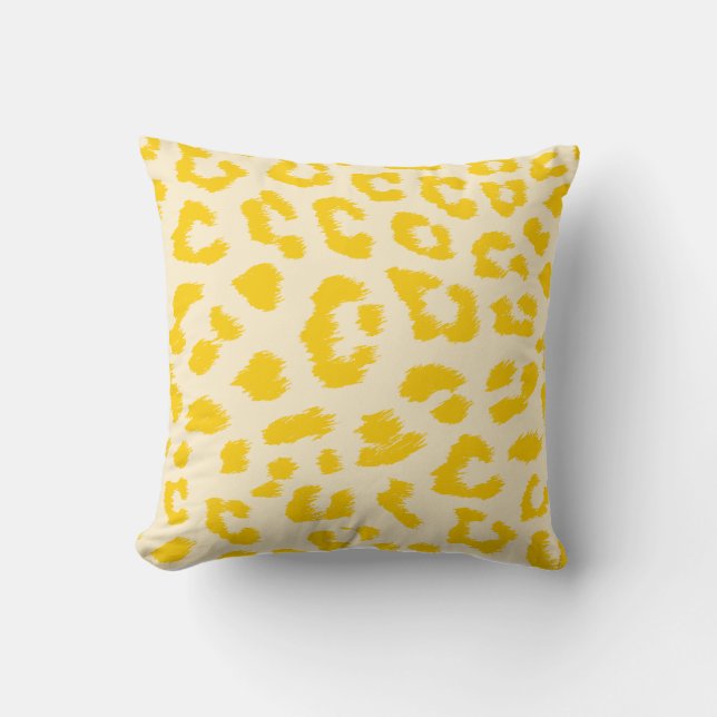 Butter Yellow Leopard Print Kussen (Voorkant)