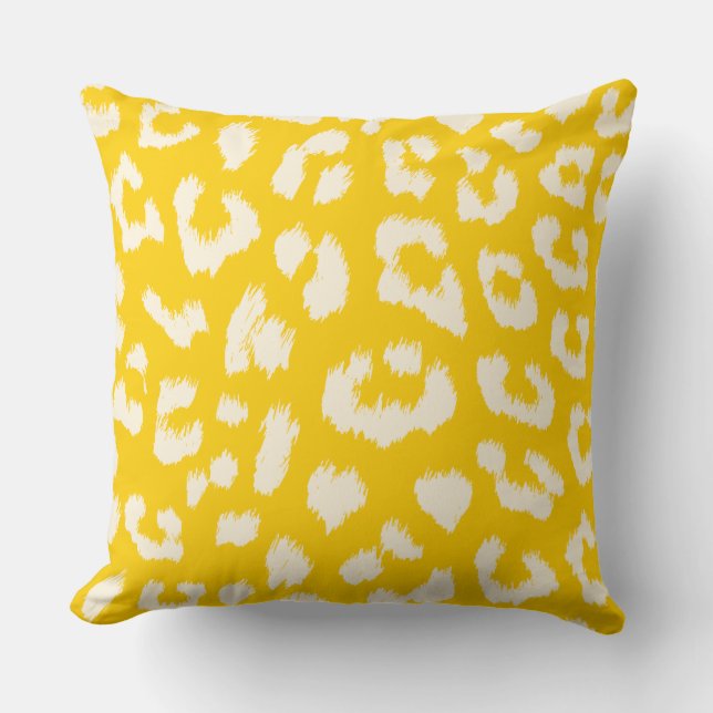Butter Yellow Leopard Print Omkeerbaar Kussen (Voorkant)